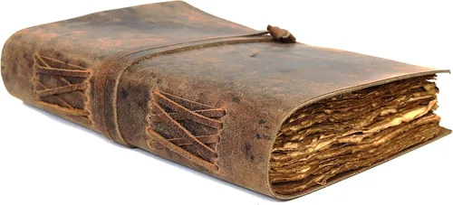 Miniatura 10 de Diario de cuero vintage hecho a mano para hombres y mujeres – Diario de viaje recargable, papel antiguo con borde de cubierta, cuaderno de escritura