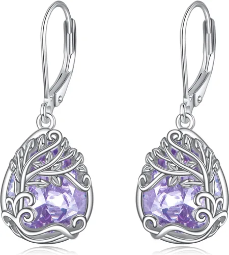 Miniatura 253 de Aretes colgantes con forma de lágrima de filigrana de piedra lunar de plata de ley 925 con cierre de palanca para mujer, regalos de joyería