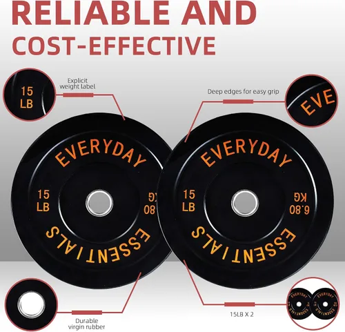 Miniatura 6 de Fitvids Placas de Tope Olímpicas de 2 Pulgadas, Placas de Peso Perfectas para Levantamiento de Pesas y Entrenamiento de Fuerza, Múltiples Pesos