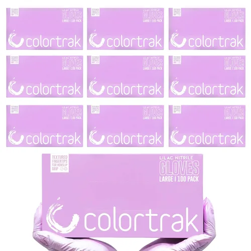 Miniatura 10 de Colortrak Luminous Collection - Guantes desechables de nitrilo, color lila escarcha, pequeños, de un solo uso, seguros para alérgicos, sin látex