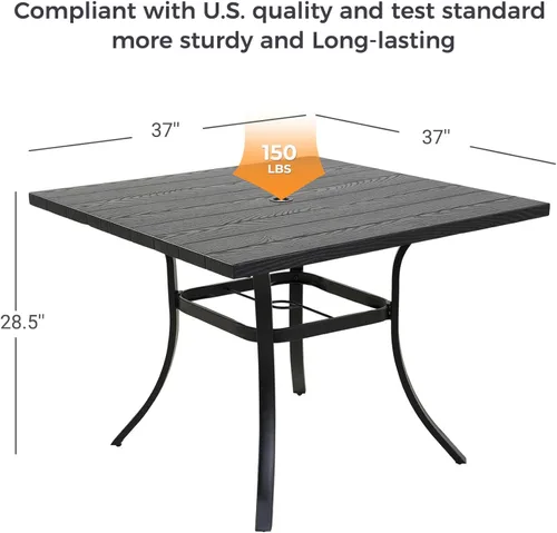 Miniatura 5 de Grand patio Juego de comedor de exterior de 5 piezas, 4 sillas de patio giratorias de mimbre con aspecto de cuero y 1 mesa de comedor cuadrada