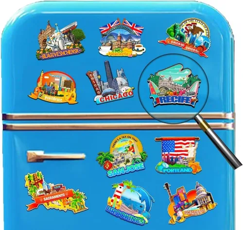 Miniatura 4 de Recife - Imán de Brasil para nevera de madera 3D, monumentos de viaje, coleccionables, recuerdos, decoración hecha a mano -4233