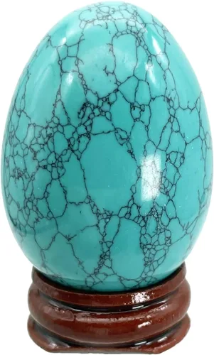 Miniatura 13 de Fekuar Figura de huevo de piedra, cristal curativo pulido, escultura de esfera con soporte de madera, obsidiana negra natural, 1.8 pulgadas