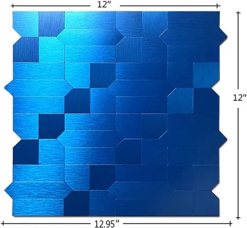 Miniatura 4 de XUANINY 7 hojas de azulejos metálicos para salpicaduras de muro, autoadhesivas, múltiples formas, mosaico de aluminio 3D, adhesivo de pared