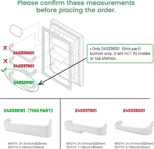 Miniatura 4 de HECASA 240338101 - Estante para puerta de refrigerador, compatible con Frigidaire o Kenmore Refrigerador para 891051 PS429873 Reemplazo de plástico