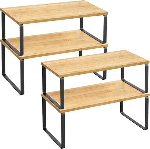 Miniatura 9 de SONGMICS Estante organizador de gabinete, juego de 4 estantes de encimera de cocina, almacenamiento de cocina, estante de especias, apilable, Tinta