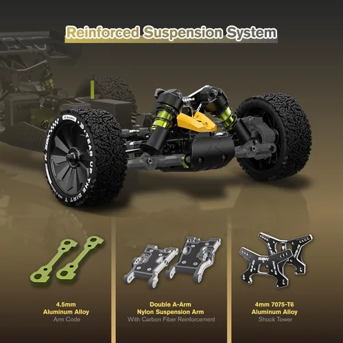 Miniatura 10 de RLAARLO 1/10 Coches RC sin escobillas, RTR Monster Truck, 4 × 4 RC Buggy, MAX 50+ MPH, 4WD, impermeable, fibra de carbono, negro, a partir de 14 años