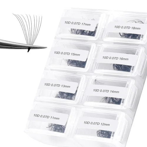 Miniatura 45 de Extensiones de Pestañas Rizo D 0.59-0.79 pulgadas Bandeja Mixta Seda Extensiones de Pestañas Clásicas Suministros Extensiones de Pestañas