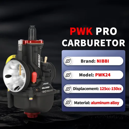 Miniatura 3 de Carburador NIBBI PWK de 24 mm para motocicleta, carburador de potencia de 125 cc-150 cc con chorros de carburador, compatible con motor GY6 Dirt