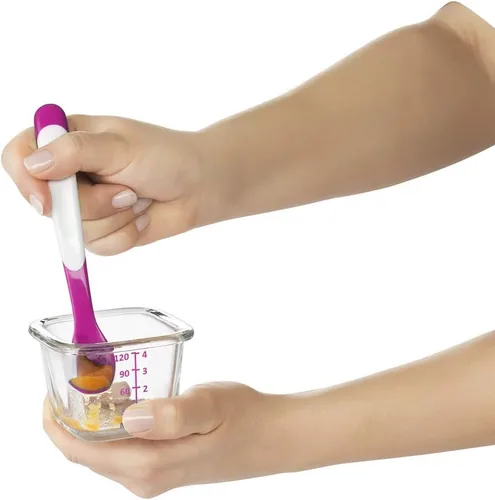 Miniatura 16 de OXO Tot Cuchara de alimentación infantil, paquete múltiple Verde azulado/azul marino/rosa