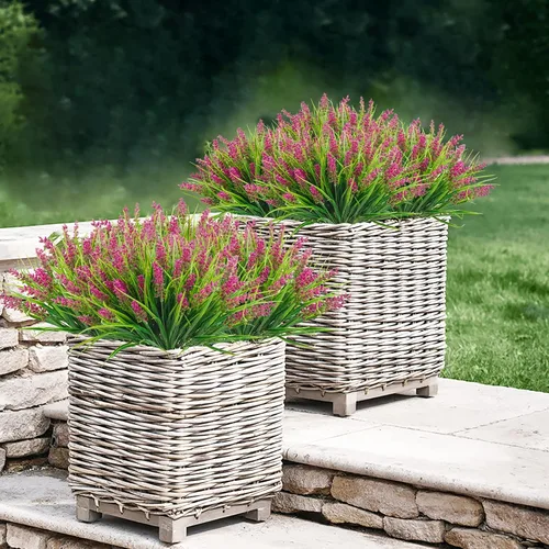 Miniatura 6 de Agusbagli 24 paquetes de plantas falsas de césped artificial, mono, hierba de mono, vegetación resistente a los rayos UV, arreglo de arbustos
