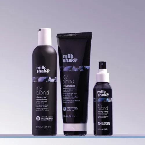 Miniatura 9 de Acondicionador milk_shake icy blond acondicionador tonificante galardonado con pigmento negro para neutralizar el amarillo y el latón en cabello