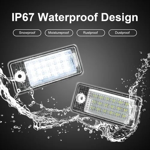 Miniatura 7 de litzland Luces LED para matrícula, compatibles con Audi A3 S3 A4 S4 A6 S6 A8 S8 Q7 RS4 lente transparente, lámpara LED para matrícula, paquete de 2