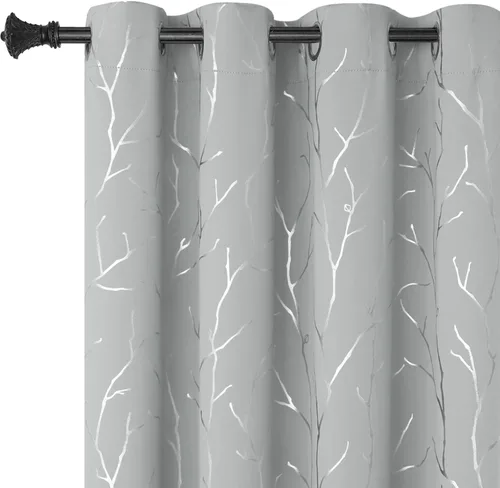 Miniatura 14 de BUHUA - Cortinas opacas blancas, cortinas plateadas, juego de 2 paneles de cortinas con ojales para dormitorio, elegante tratamiento de ventana
