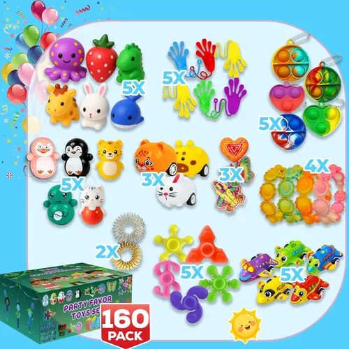 Miniatura 7 de Paquete de 160 Piezas de Juguetes Fidget para Fiestas, Conjunto Sensorial Pop Seleccionado al Azar, Calcomanías de Regalo para Niños Adultos Niño