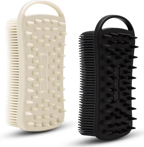 Miniatura 12 de 2 piezas de cepillo corporal de silicona, cepillo de baño y ducha exfoliante 2 en 1, esponja de loofah de silicona suave para piel sensible