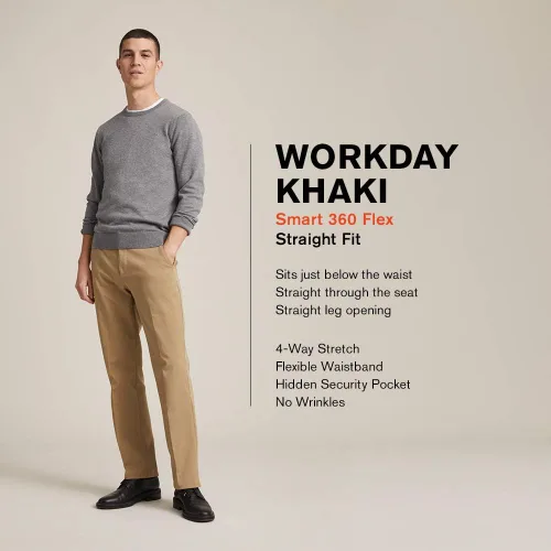 Miniatura 3 de Pantalones de corte recto Workday Khaki Smart 360 Flex (regular y grande y alto)