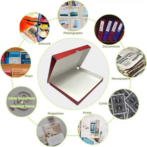 Miniatura 14 de Lineco Caja de almacenamiento tipo folio, diseño de concha, 11 x 14 x 1.75 pulgadas, cartón de archivo, conserva fotos, tarjetas, revistas, Negro