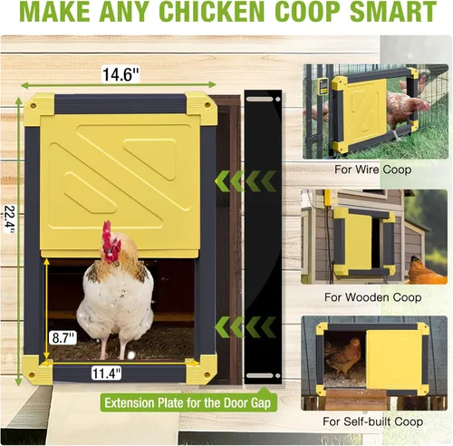 Miniatura 4 de GUTINNEEN Puerta automática de gallinero con energía solar, abridor de puerta de pollo automático para Chicken House Duck Run (negro)