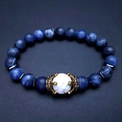Miniatura 6 de Pulsera de lujo con cuentas de piedra natural de ojo de tigre para hombre, estilo 2