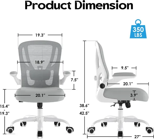 Miniatura 3 de Silla de oficina ergonómica de escritorio, silla de malla para computadora, silla de trabajo transpirable con ruedas, soporte lumbar ajustable