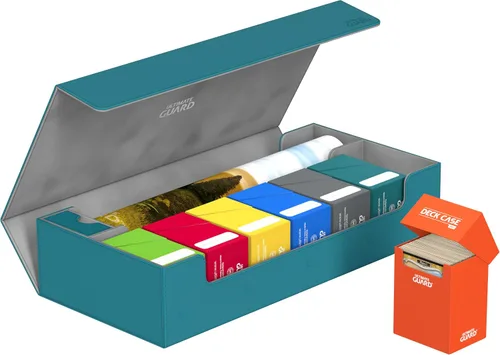 Miniatura 2 de Ultimate Guard Superhive 550+, Estuche para Mazo para 550 Cartas TCG con Doble Funda, Petrol/Gris, Compatible con Boulders, Cierre Magnético y Forro