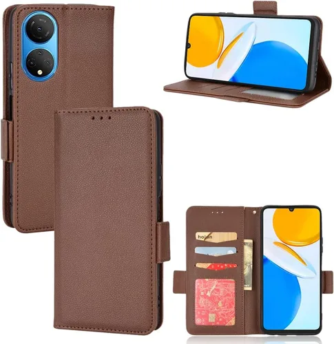 Miniatura 15 de Funda de cuero para Honor X7, funda de cuero con 3 ranuras para tarjeteros de crédito, función atril, funda magnética de piel sintética para Honor X7