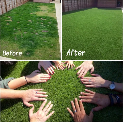 Miniatura 6 de Alfombra de césped artificial, 5 x 5 pies (25 pies ²) de altura del pelo de 1.38 pulgadas de altura para interiores y exteriores, sintética