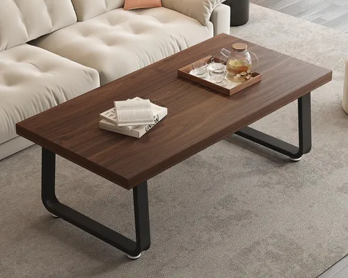 Miniatura 5 de HSH - Mesa de café rústica de nogal, mesa central moderna, mesa de café rectangular industrial para sala de estar, mesa de té simple de madera