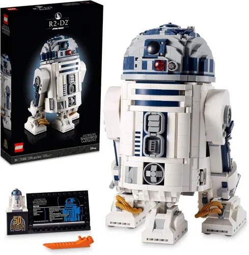 LEGO Star Wars R2-D2 75308 Set de construcción de droides para adultos, modelo de exhibición coleccionable con la espada láser de Luke Skywalker,