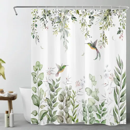 Miniatura 9 de HVEST Cortina de ducha geométrica rosa con ganchos, cortina de ducha moderna geométrica abstracta gris y blanco para baño, 72 x 72 pulgadas, juego