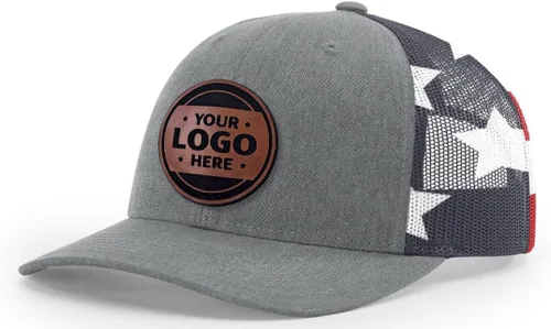Miniatura 30 de Sombrero de parche de cuero de camionero personalizado grabado con láser