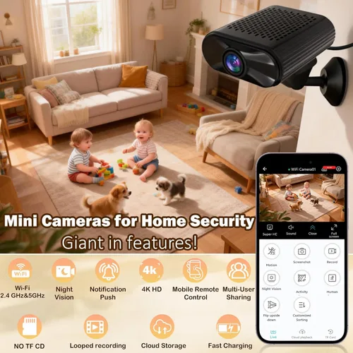 Miniatura 2 de Mini cámara – Cámara inalámbrica WiFi 4K portátil con visión nocturna, detección de movimiento, aplicación de teléfono Live View – Cámara