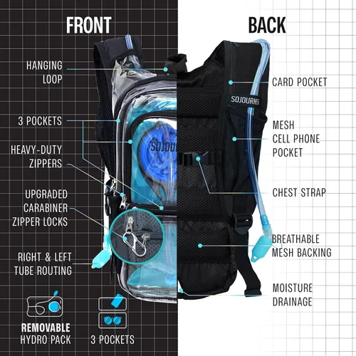 Miniatura 3 de SoJourner Bags, Rave Hydration Pack - Bolsa de agua de 2L incluida, para festivales, raves, senderismo, ciclismo, fiestas, escalada, carrera y más