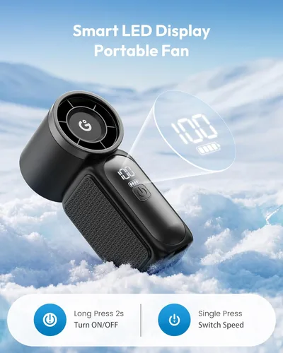 Miniatura 4 de Gaiatop Mini ventilador portátil de mano, 6 velocidades 16900 RPM, ventilador personal de alta velocidad con pantalla LED, recargable por USB, mini
