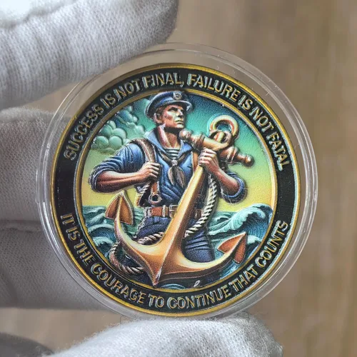 Miniatura 2 de Sailing Ship & Anchor - Moneda inspiradora de desafío – Símbolo de perseverancia y coraje – Medallón de premios motivacionales