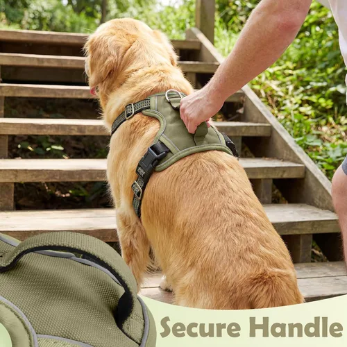 Miniatura 4 de Funfox Arnés para perro sin tirones, arnés de chaleco ajustable para mascotas, material súper suave con mango vertical, fácil control, paseo