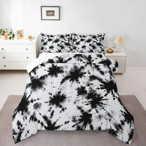 Miniatura 32 de Juego de edredón de nido de abeja, juego de ropa de cama geométrico verde y rojo, tamaño individual, juego de edredón reversible negro con colmena