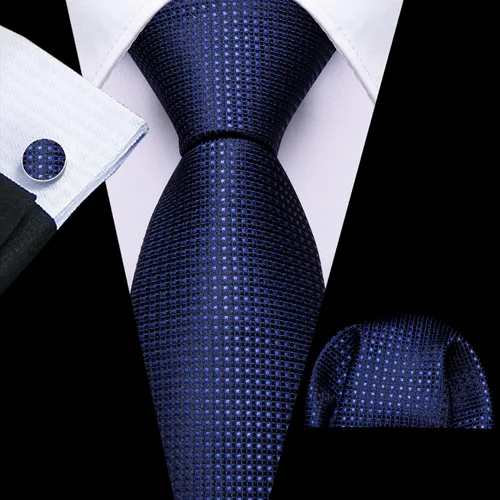 Miniatura 107 de Barry.Wang Corbatas de seda para hombre, diseño de lunares, gemelos cuadrados de bolsillo, gemelos para negocios, boda