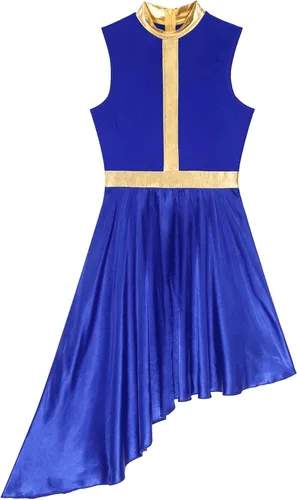 Miniatura 4 de Vestido de baile de alabanza metálico para mujer, superpuestas, túnicas asimétricas, falda de satén, disfraz litúrgico de adoración lírica