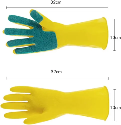 Miniatura 4 de ULTECHNOVO 1 par de guantes para limpiar guantes de látex guantes de limpieza para el hogar Guantelete Ar Handguard fregado almohadilla