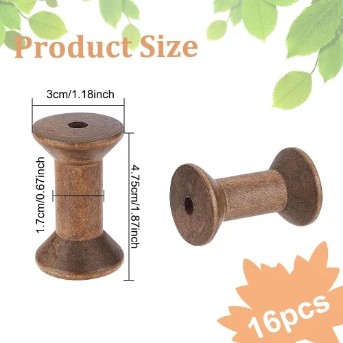 Miniatura 2 de BENECREAT 16 carretes de hilo vacíos antiguos, carretes vacíos de madera de 1.87 pulgadas / 1.969 in, bobinas de cinta de madera para tejer alambre