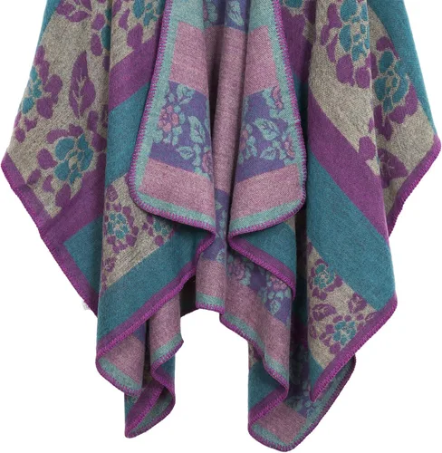 Miniatura 38 de Urban CoCo Poncho de colores para mujer, chal con frente abierto, color en bloques