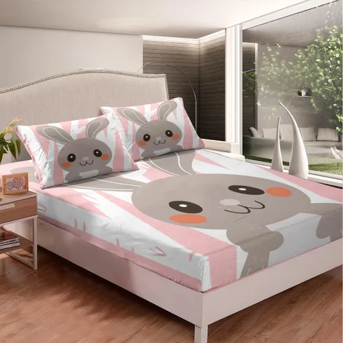 Miniatura 9 de Feelyou, juego de sábanas ajustadas con temática de construcción, niños, dinosaurios de dibujos animados, juego de ropa de cama para niños, Multi 37
