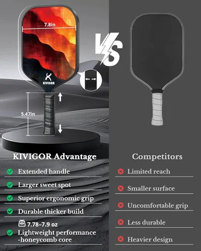 Miniatura 6 de Pickleball Paddles Set of 2, Carbon Fiber Surface, Polypropylene Honeycomb Core, Lightweight Pickleball Rackets Pickle Ball Paddle Set 2 Pack
