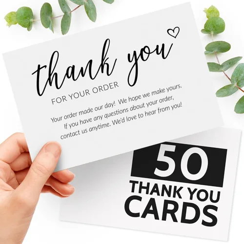 Miniatura 6 de 50 tarjetas de agradecimiento grandes de 4 x 6 in – Tarjetas postales Kraft a granel de compra para apoyar las compras de clientes de pequeñas