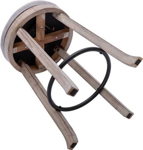 Miniatura 5 de DUOMAY Taburetes de bar giratorios modernos con respaldo, taburetes de altura de mostrador de 28 pulgadas, taburete de bar tapizado de lino