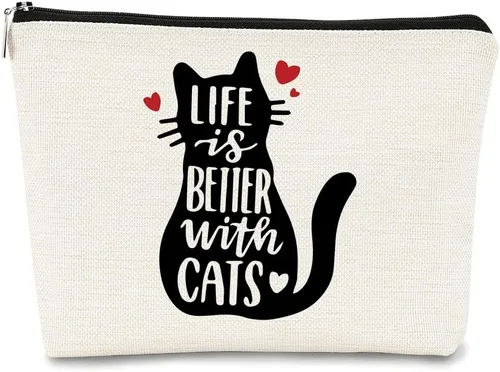 Miniatura 9 de Regalos de Gatos - Pequeña bolsa de maquillaje, bolsa de cosméticos para amantes de los gatos, bolsa de maquillaje para adolescentes y mujeres, cat 1
