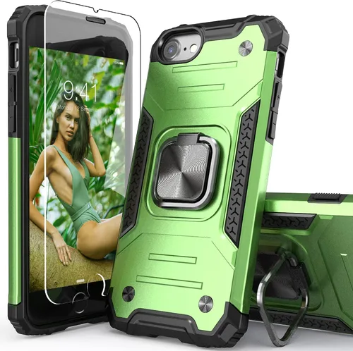 Miniatura 15 de Funda para iPhone SE 2020 con protector de pantalla, a prueba de golpes, con soporte de automóvil, ligera, funda protectora para iPhone 6/6s/7/8/SE
