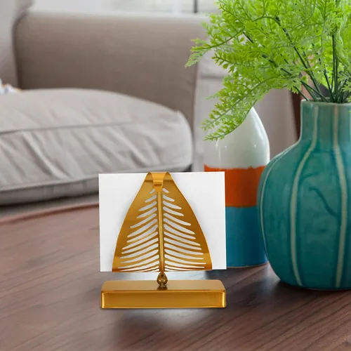 Miniatura 7 de ARTIBETTER Rustic Metal Napkin Holder Large Leaf Design Standing Tissue Dispenser with Gold Base for Kitchen Dining Table Farmhouse Decor